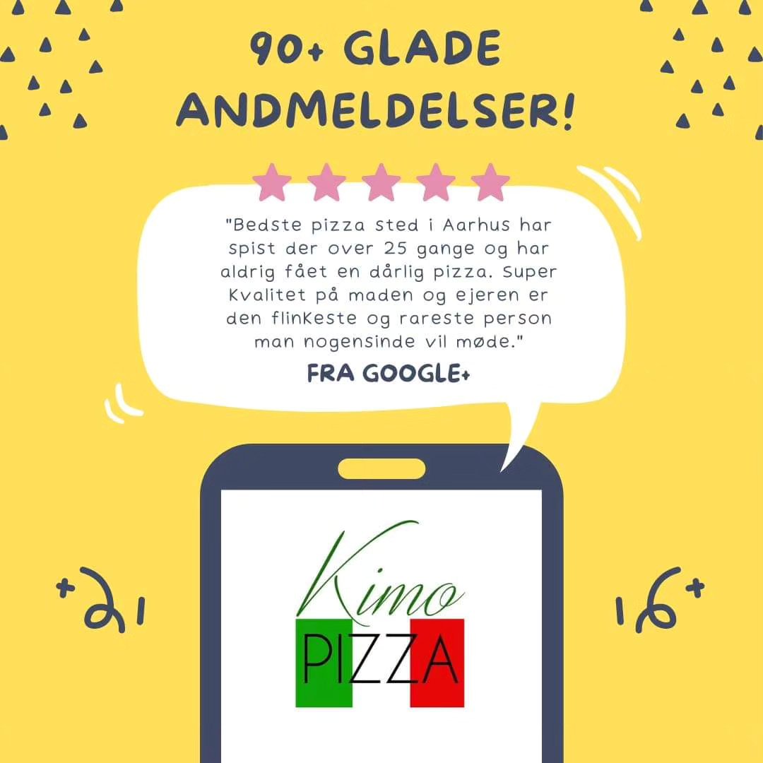 90+ GLADE ANDMELDELSER! 🎉⁣ ⁣ Vi er SÅ glade for i roser vores mad og gør alt hvad vi kan, for at du som kunde, får den bedste oplevelse når du skal have pizza